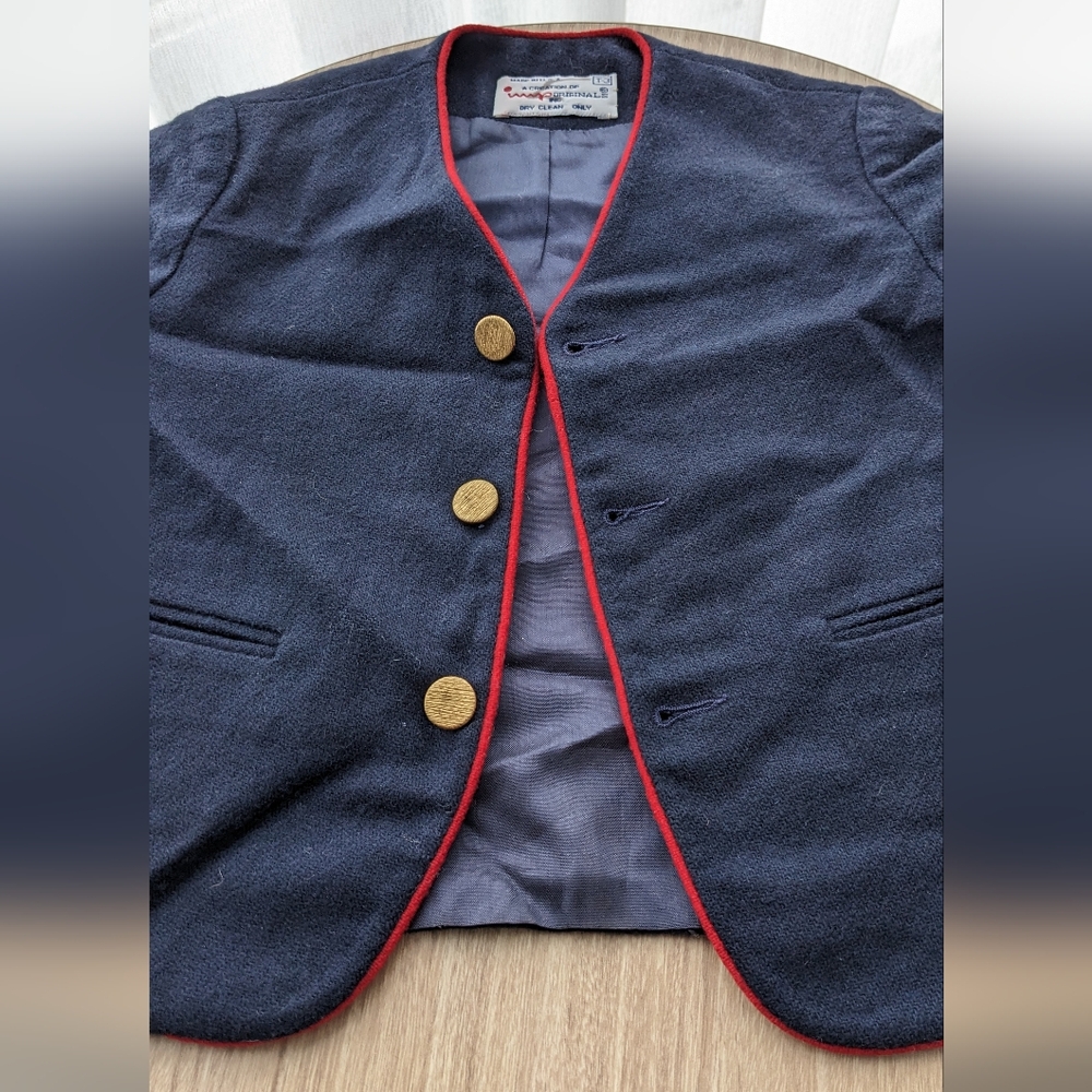 VINTAGE Saks Fifth Avenue Navy and Red Boys Blazer - Picture 11 of 11